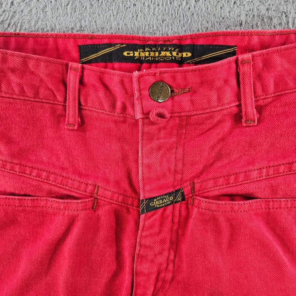 Marithe Francois Girbaud Vintage Red Denim Shorts Womens 7/8 High Rise USA VTG